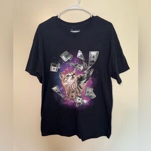 Spencer's Black Short Sleeve Cat Tee